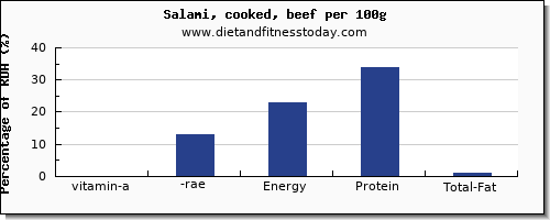 vitamin a, rae and nutrition facts in vitamin a in salami per 100g